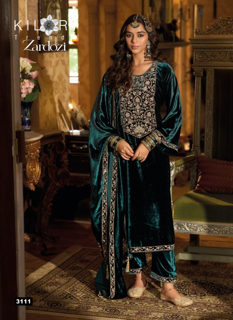 Zardozi By Kilory Velvet Zardosi Salwar Kameez 